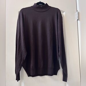 NWT Jos. A Bank 100% silk chocolate brown mock neck sweater. Lightweight. Large
